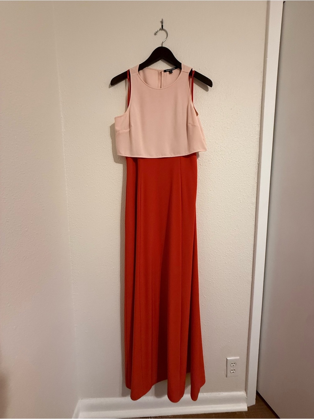 Gianni Bini Blush Overlay Maxi Dress with Coral Skirt